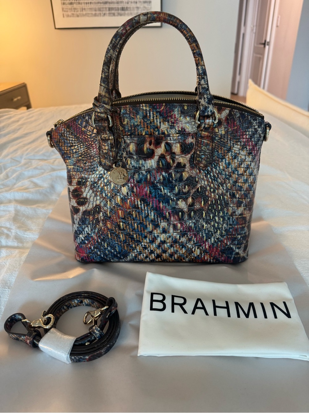Brahmin Multicolor Python-Print Satchel - Picture 3 of 5